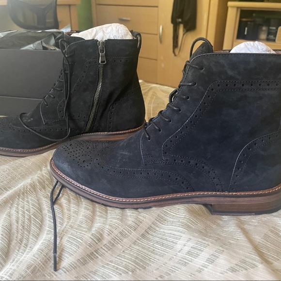 COPY - Never worn John Varvatos Sid crepe brogue wingtip boot size 9 mens FIRM … - Picture 1 of 10